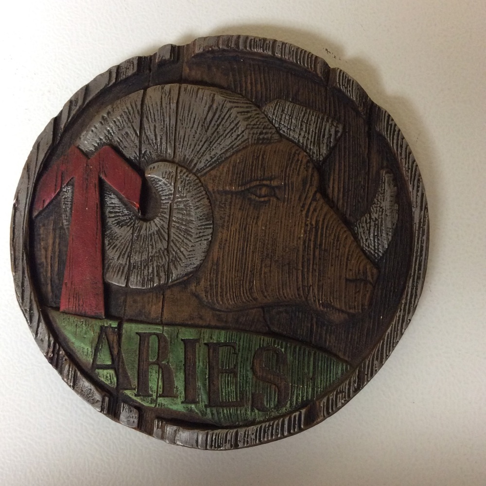 Aries vintage 1980’s zodiac plaster plaque